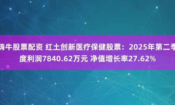 嗨牛股票配资 红土创新医疗保健股票：2025年第二季度利润7840.62万元 净值增长率27.62%