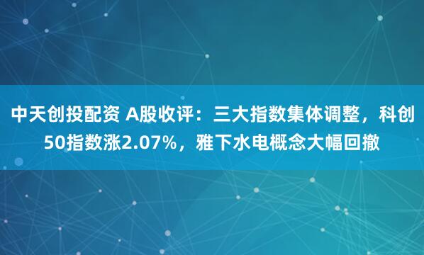中天创投配资 A股收评：三大指数集体调整，科创50指数涨2.07%，雅下水电概念大幅回撤