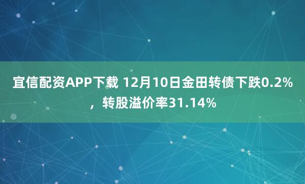 宜信配资APP下载 12月10日金田转债下跌0.2%，转股溢价率31.14%